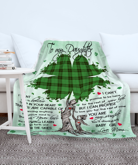 Personalized To My Daughter Blanket From Mom I Want You To Believe Deep In Your Heart Mom & Baby Shamrock Tree Printed