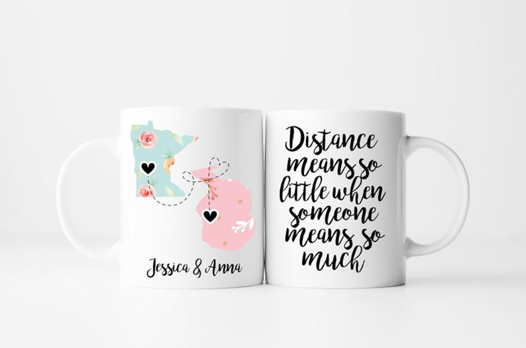 Personalized Coffee Mug For Family Friend Distance Means So Little Going Away Custom Name White Cup Long Distance Gifts