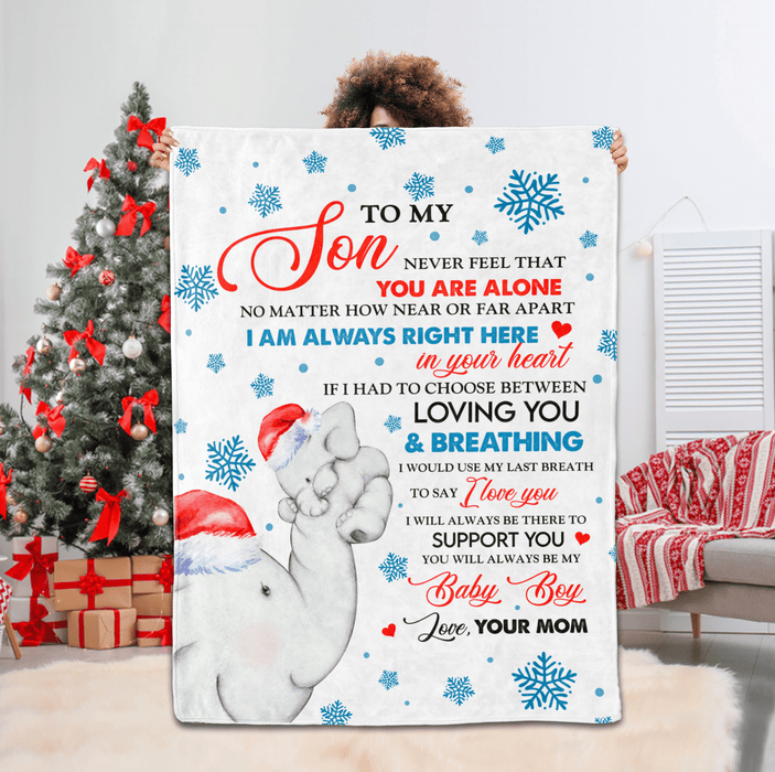 Personalized To My Son Blanket From Dad Mom Custom Name Cute Elephant Always Be There To Support You Gifts For Christmas