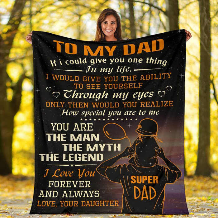 Personalized Blanket To My Dad From Daughter You Are The Man The Myth The Legend Star Night Background Custom Name