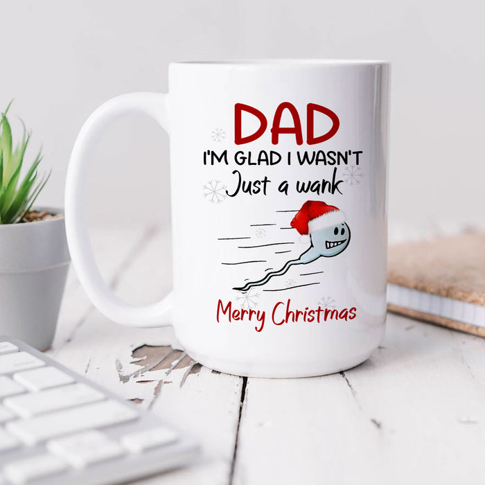Personalized Coffee Mug For Daddy From Kids Just A Wank Naughty Sperm Santa Hat Custom Name Ceramic Cup Christmas Gifts