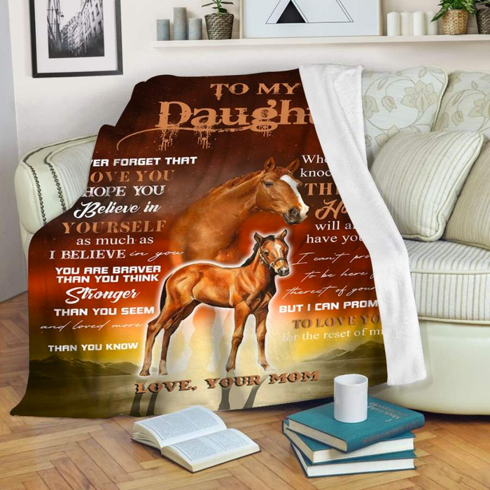 Personalized Fleece Blanket To My Daughter On Mothers Day Love Horse Premium Blankets Custom Name