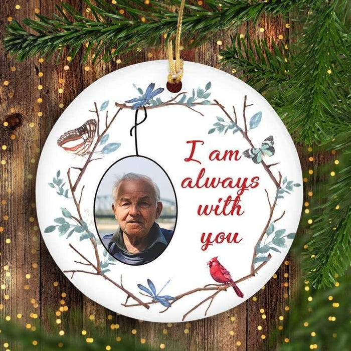 Personalized Memorial Ornament For Loved One In Heaven Dry Branch Butterflies Dragonfly Custom Photo Funeral Gifts