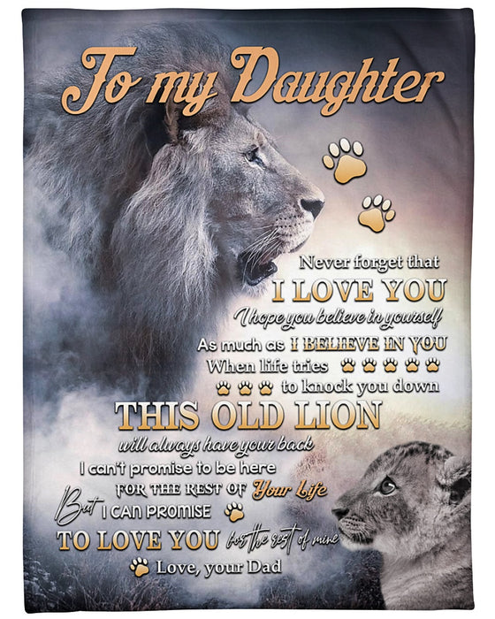 Personalized Blanket To My Daughter From Dad I Love You Vintage Design Old & Baby Lion Print Custom Name