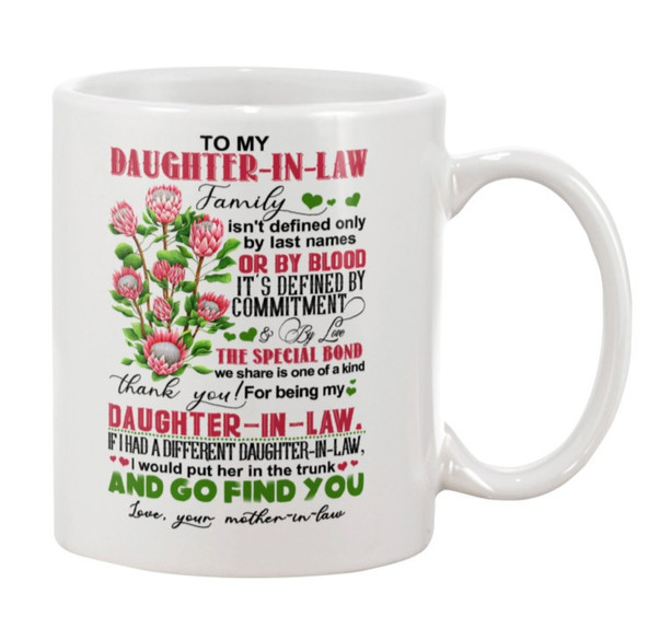 Personalized Coffee Mug Gifts For Daughter In Law Flower By Love The Special Bond Custom Name White Cup For Birthday