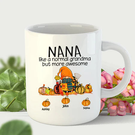 Personalized Coffee Mug Gifts For Grandma Like A Normal Awesome Pumpkins Custom Grandkids Name Thanksgiving White Cup