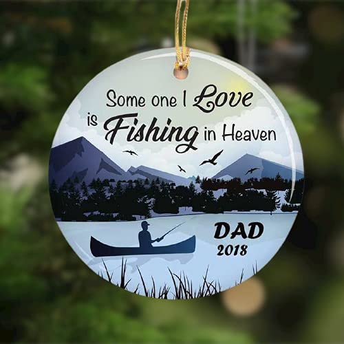 Personalized Memorial Ornament For Loved One In Heaven Some One I Love Fishing In Heaven Custom Name Bereavement Gifts
