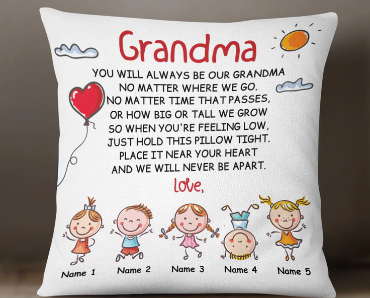 Personalized Square Pillow Gifts For Grandma You Will Always Be Our Sun Custom Grandkids Name Sofa Cushion For Christmas