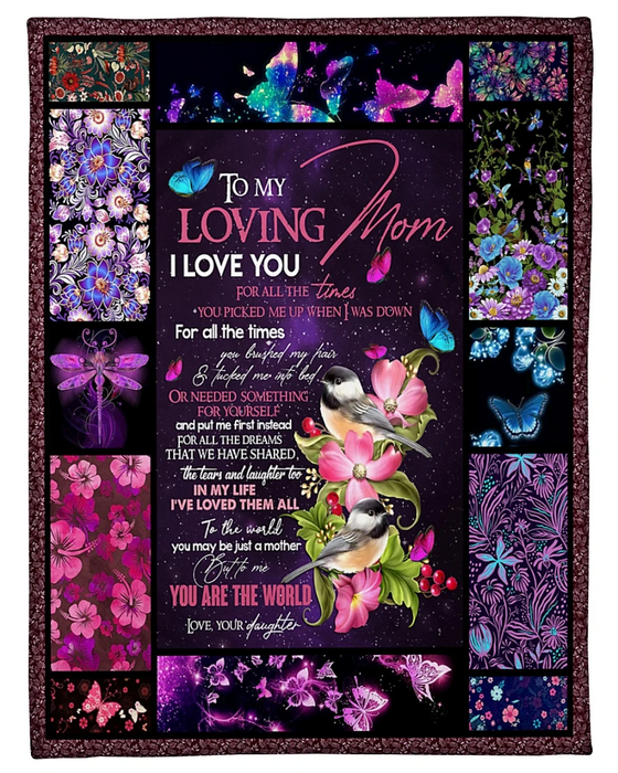 Personalized To My Loving Mom Fleece Blanket From Daughter Print Flower & Sparrow I Love You For All The Times