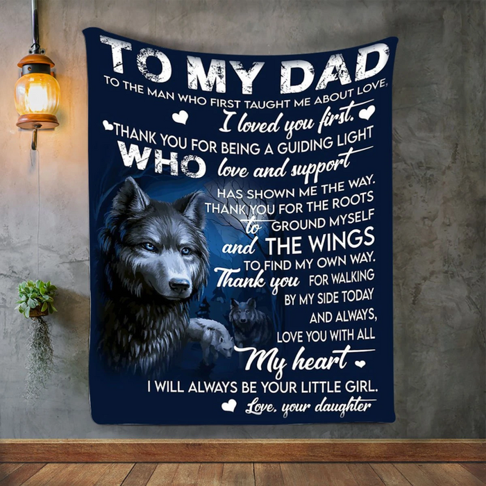 Personalized Wolves In The Dark Fleece Sherpa Blanket To My Dad From Daughter Custom Name Love You With All My Heart