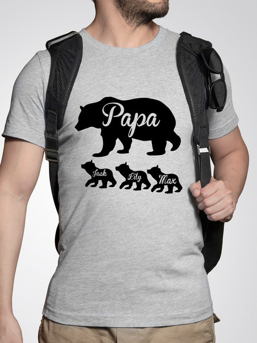 Personalized T-Shirt For Grandpa Old And Baby Bear Printed Custom Grandkid'S Name Father'S Day Shirt