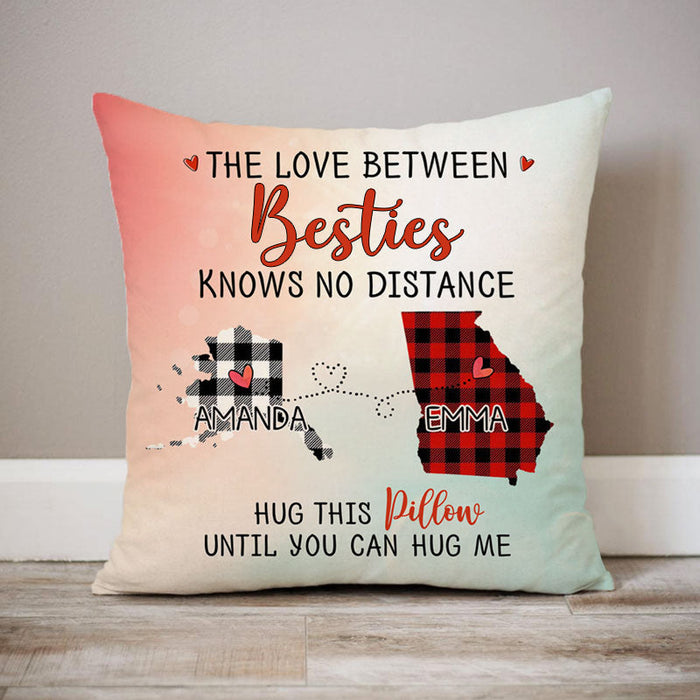 Personalized Square Pillow For Friends Besties Hug This Tight Until You Hug Me Custom Name Sofa Cushion Christmas Gifts
