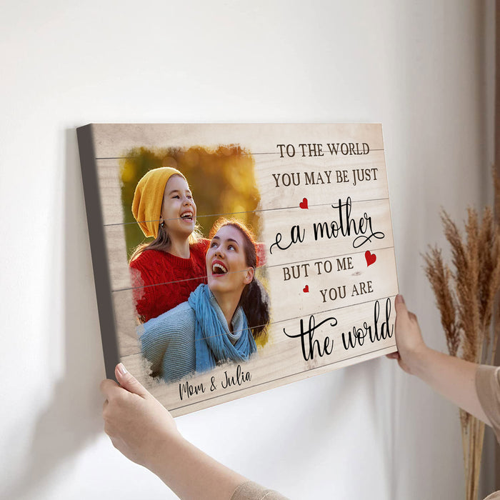 Personalized Canvas Wall Art For Mom From Kids To Me You're The World Custom Name Photo Canvas Poster Prints Home Decor