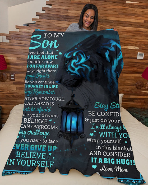 Personalized To My Son Blanket From Mom Dad Custom Name Tiger Never Feel You Alone Gifts For Christmas