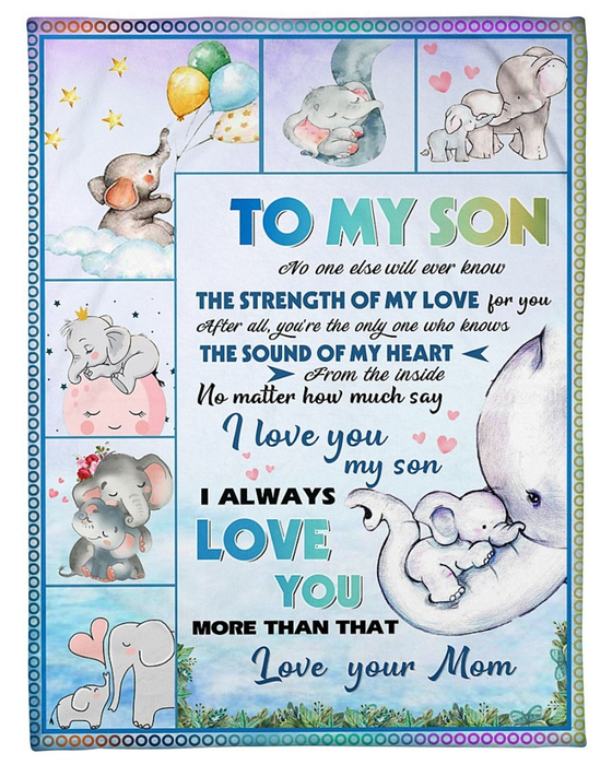 Personalized Blanket To My Son From Mom I Always Love You Baby And Mom Elephant Hugging Ideas Custom Name