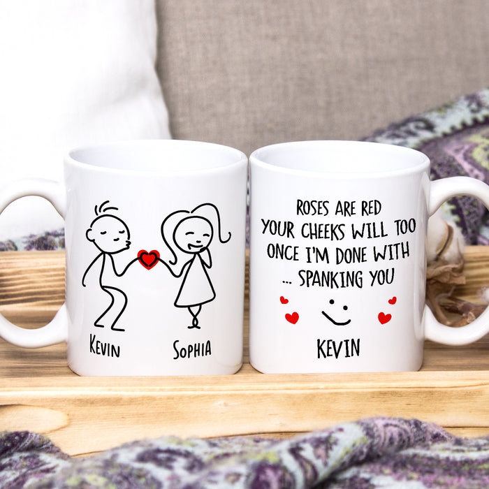 Personalized Romantic Mug For Couple Roses Are Red Cute Funny Couple Print Custom Name 11 15oz Ceramic Coffee Cup