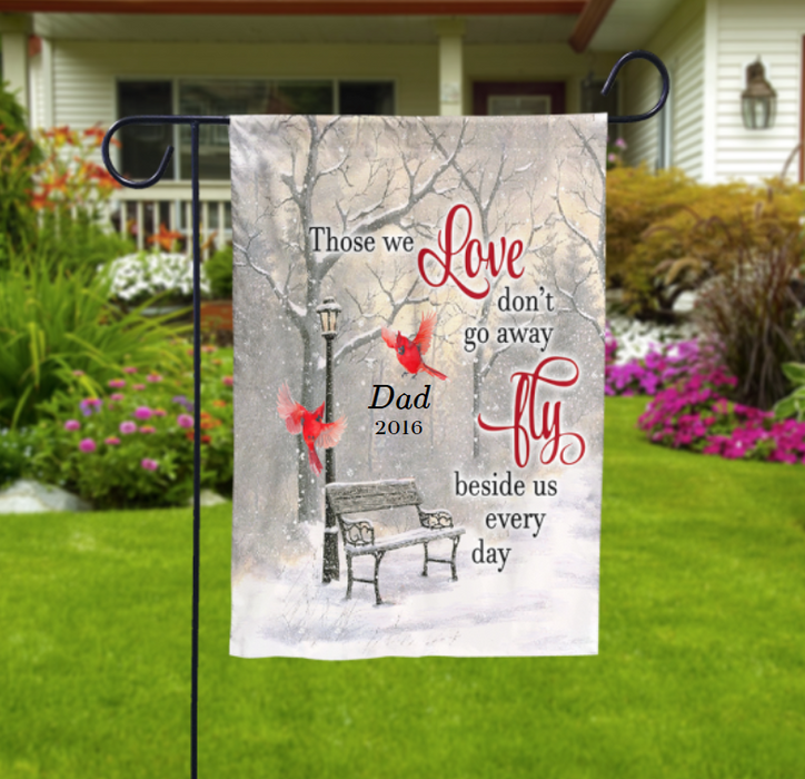 Personalized Memorial Gifts Flag For Family In Heaven Cardinal We Love Don't Go Away Custom Name Cemetery Decoration