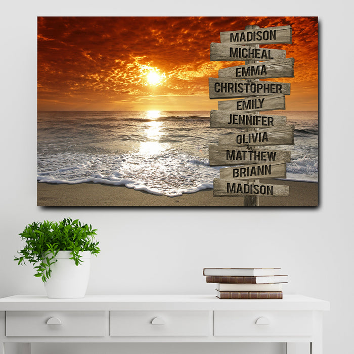Personalized Canvas Wall Art Gifts For Family Beach Ocean Sunset Street Signs Custom Name Poster Prints Wall Decor