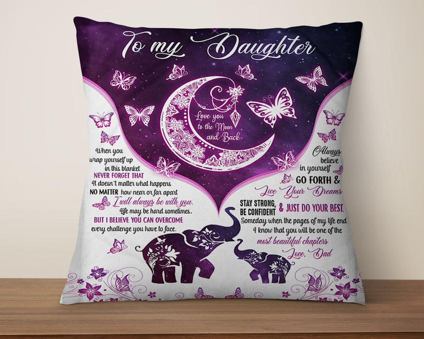 Personalized To My Daughter Square Pillow Elephant Butterfly Mandala Dreamcatcher Custom Name Sofa Cushion Xmas Gifts