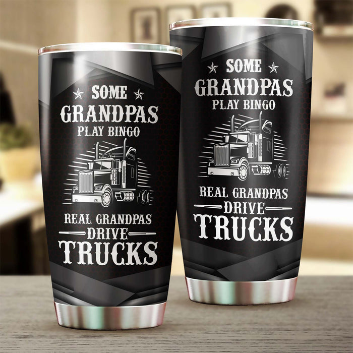 Personalized Tumbler For Grandpa From Grandchild Real Grandpas Drive Trucks Funny Custom Name Travel Cup Birthday Gifts