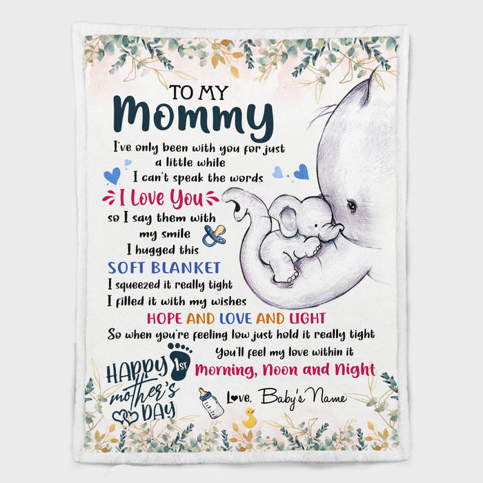 Personalized Blanket For New Mom I Can't Speak The Words I Love You Elephants Custom Name Gifts For First Mothers Day