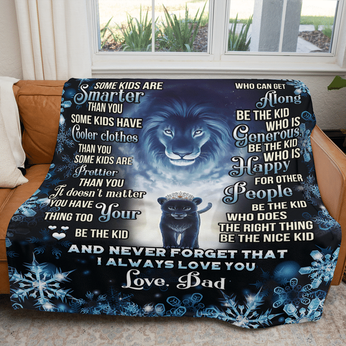 Personalized Blanket To My Daughter From Dad Never Forget That I Always Love You Print Snowflake Old Lion And Baby