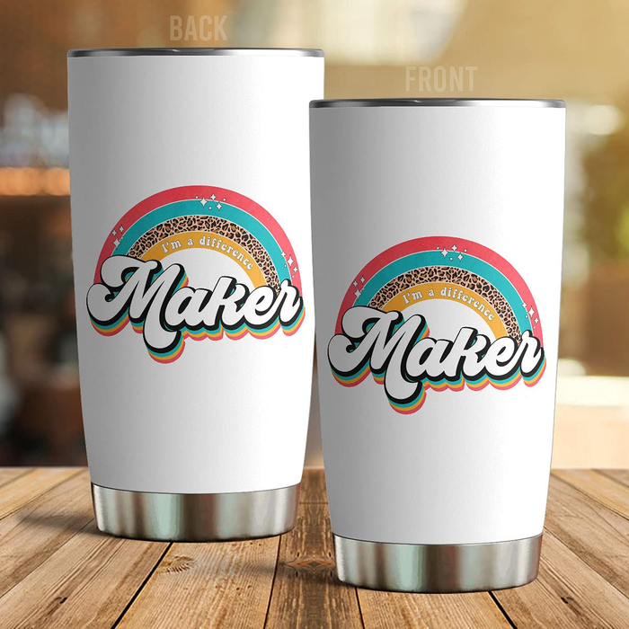 Travel Tumbler For Teacher Appreciation I'm A Difference Maker Boho Rainbow Back To School Gifts For Women