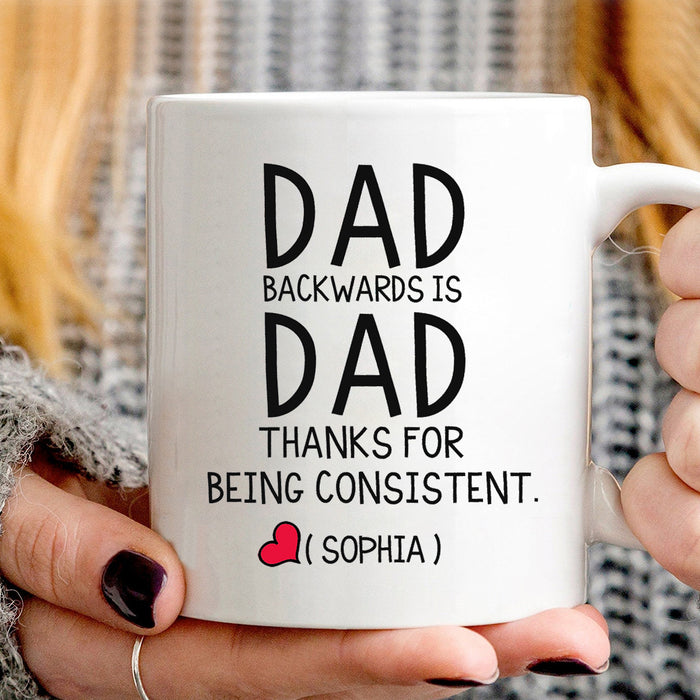 Personalized Ceramic Coffee Mug For Dad Thanks For Being Consistent Father's Day Mug Custom Kids Name 11 15oz Cup