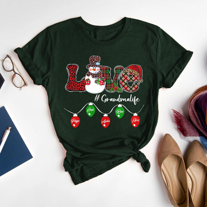 Personalized Sweatshirt For Grandma From Grandkids Xmas Lights Love Grandmalife Custom Name Shirt Gifts For Christmas