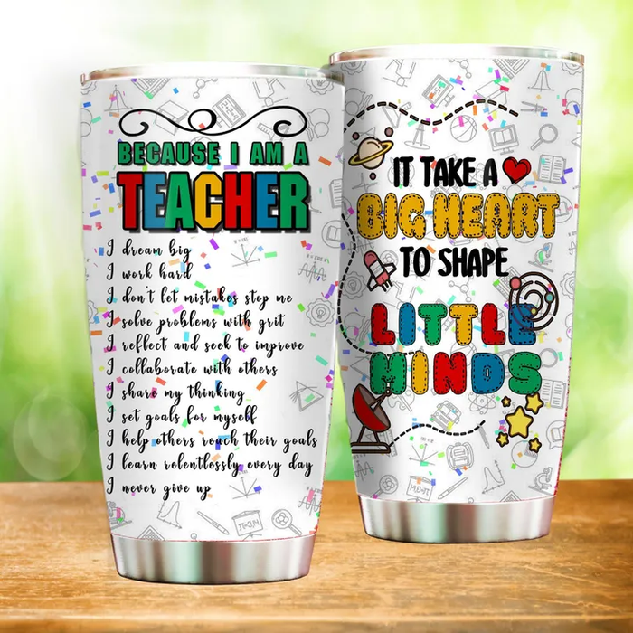 Travel Tumbler For Teacher Appreciation 20oz Funny Cup Because I Am A Teacher Colorful Design Back To School Gifts