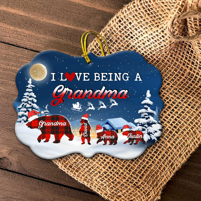 Personalized Ornament For Grandma From Grandchild I Love Being A Nana Red Plaid Bear Custom Name Gifts For Christmas