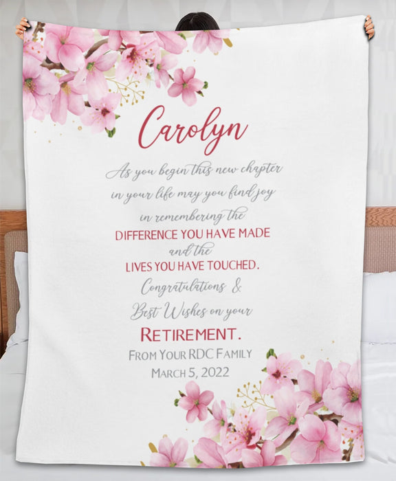 Personalized Retirement Blanket For Doctor Nurse Floral Begin This New Chapter Custom Name Retired Gifts For Men Women