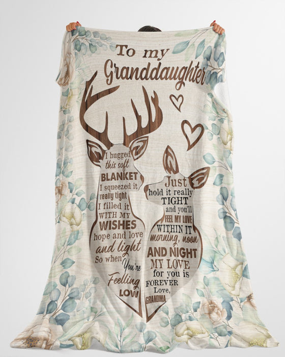 Personalized To My Granddaughter Blanket From Grandpa Grandma Floral Deer Hunting Hold It Tight Custom Name Xmas Gifts
