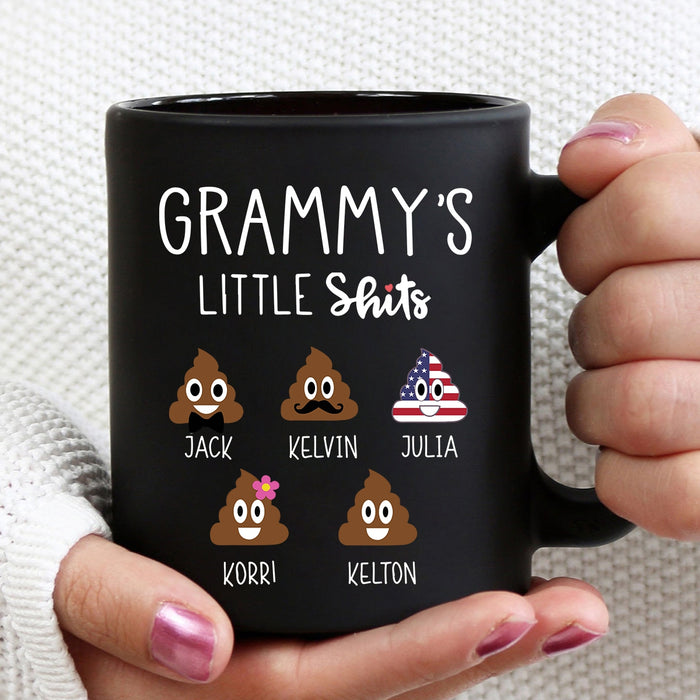 Personalized Ceramic Coffee Mug For Grandma Grammy's Little Shits Custom Grandkids Name 11 15oz Funny Cup
