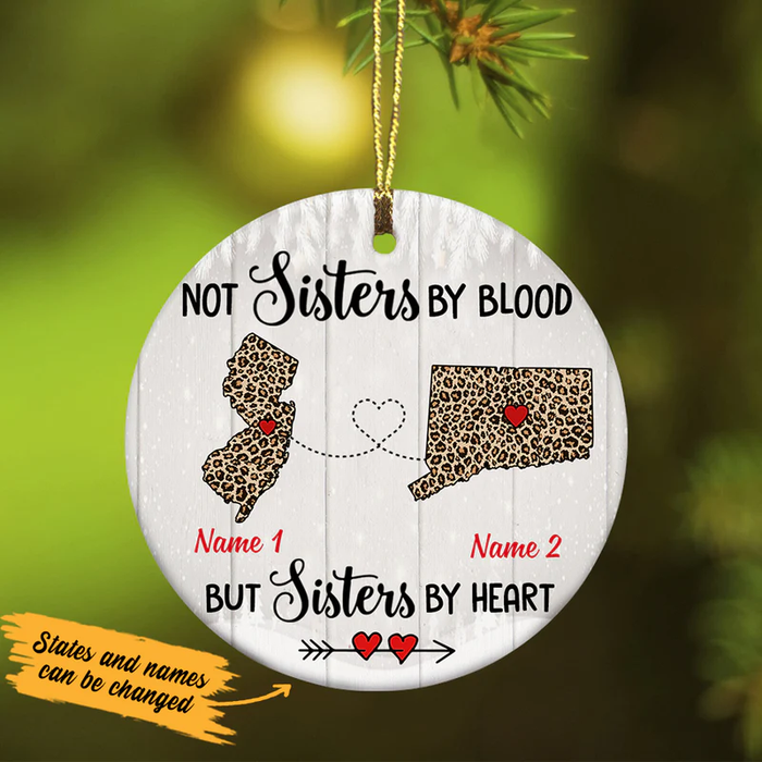 Personalized Ornament Long Distance Gifts For Friends Not Sister By Blood But By Heart Custom Name Xmas Tree Hanging