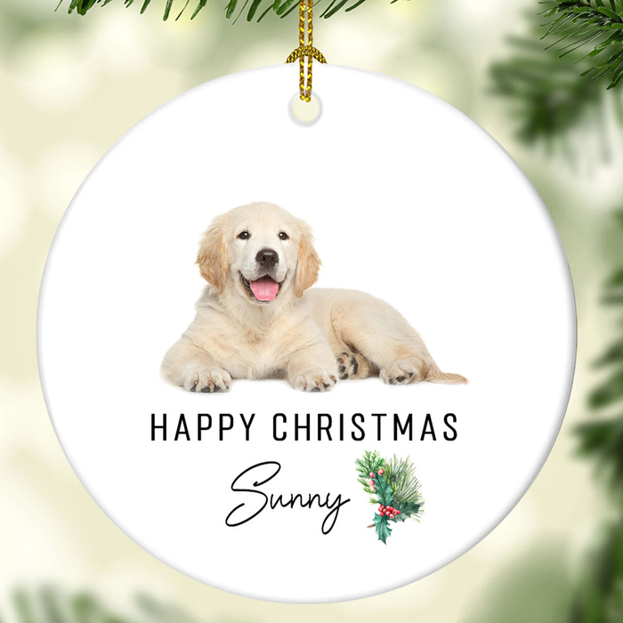 Personalized Ornament For Dog Owners Happy Christmas Holly Printed Custom Name Photo Tree Hanging Gifts For Christmas