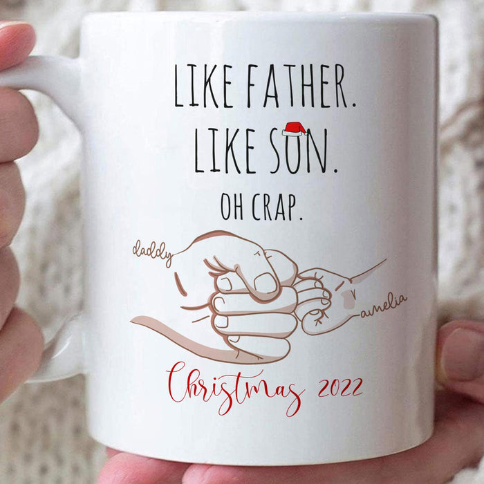 Personalized Coffee Mug For Daddy From Kids Like Father Like Son Fist Bump Custom Name Ceramic Cup Gifts For Birthday