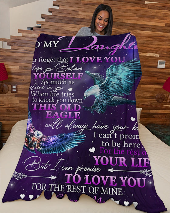 Personalized Blanket To My Daughter From Mom Never Forget That I Love You Eagle Print Galaxy Background Custom Name