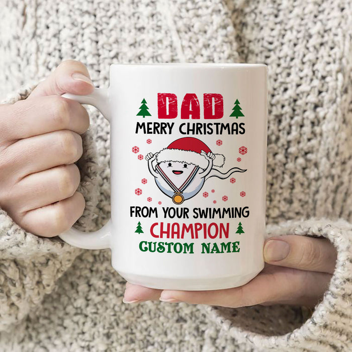 Personalized Coffee Mug For Dad From Kids Funny Saying Joke Naughty Sperm Winner Custom Name Ceramic Cup Christmas Gifts