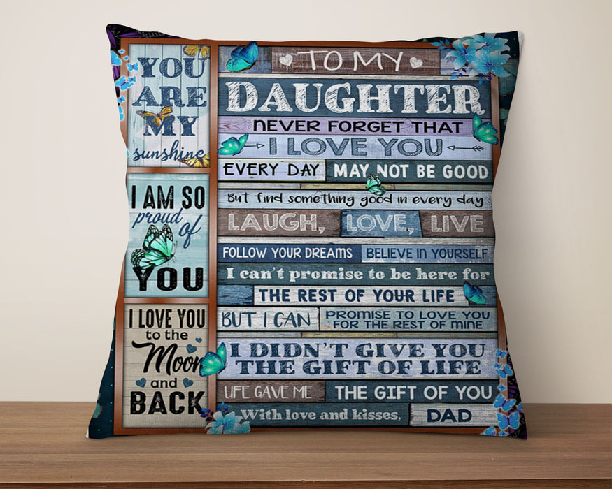 Personalized To My Daughter Square Pillow Butterflies Find Something Good In Every Day Custom Name Sofa Cushion Gifts