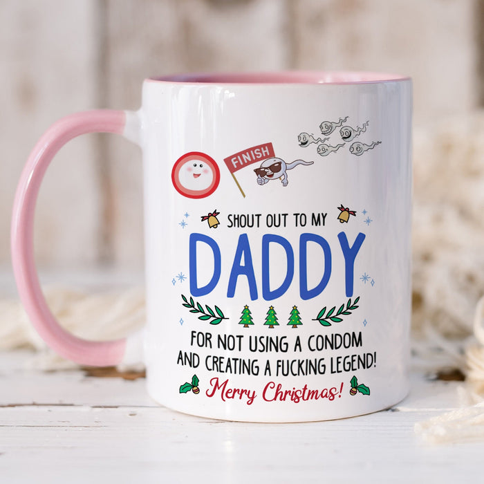 Personalized Coffee Mug For Dad From Kids Shout Out For Not Using A Condom Sperm Custom Name Ceramic Cup Christmas Gifts