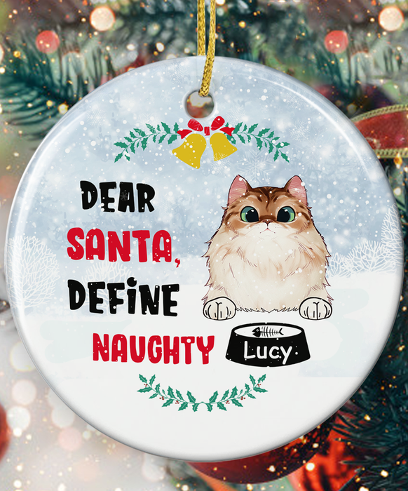 Personalized Ornament For Cat Lovers Dear Santa Define Naughty Holly Custom Name Tree Hanging Gifts For Christmas Xmas