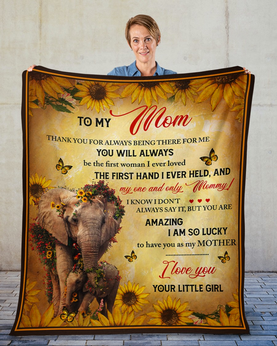 Personalized Lovely Blanket To My Mom On Mothers Day Sunflower Elephants Fleece Blankets Custom Name