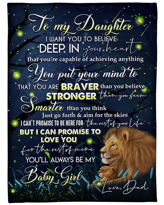 Personalized To My Daughter Blanket From Mom Dad Lion Light Deep In Your Heart Custom Name Gifts For Birthday Christmas