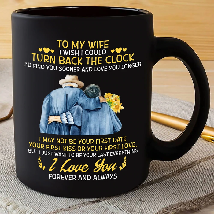 Personalized Coffee Mug For Wife From Husband Sunflowers May Not Your First Kiss Custom Name Black Cup Christmas Gifts