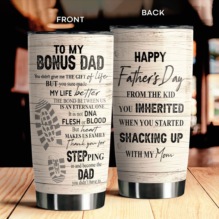 Personalized Tumbler Gifts For Step Dad Footprint You Sure Made My Life Better Custom Name Travel Cup For Christmas
