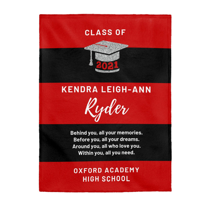 Personalized Graduation Blanket Class Of 2022 Behind You All Your Memories Custom Name & School Senior Graduation
