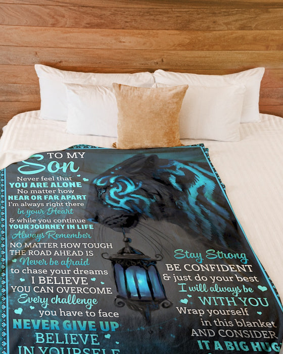 Personalized To My Son Blanket From Mom Dad Custom Name Tiger Never Feel You Alone Gifts For Christmas