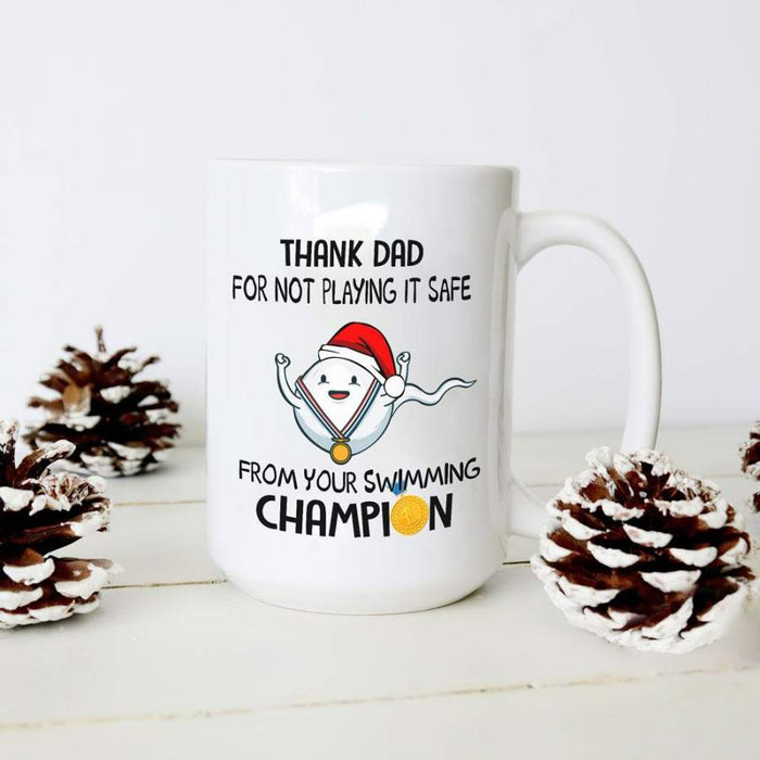 Personalized Coffee Mug For Dad From Kids Thanks For Not Playing It Safe Sperm Custom Name Ceramic Cup Christmas Gifts