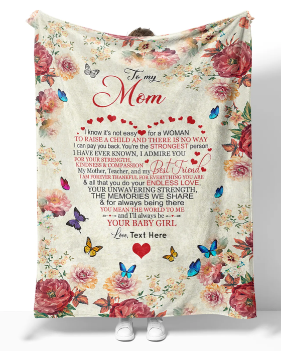 Personalized Rustic Flower Blanket To My Mom On Mothers Day Heart Quotes Design Blankets Custom Name